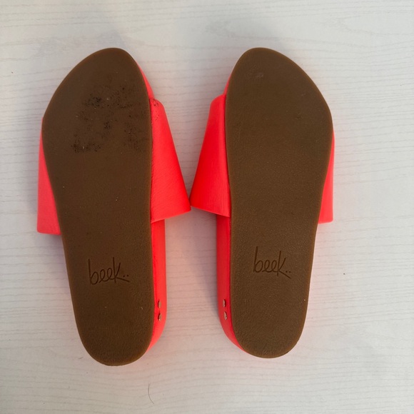 Beek Pelican Leather Platform Sandal Watermelon Size 9 - Picture 9 of 9